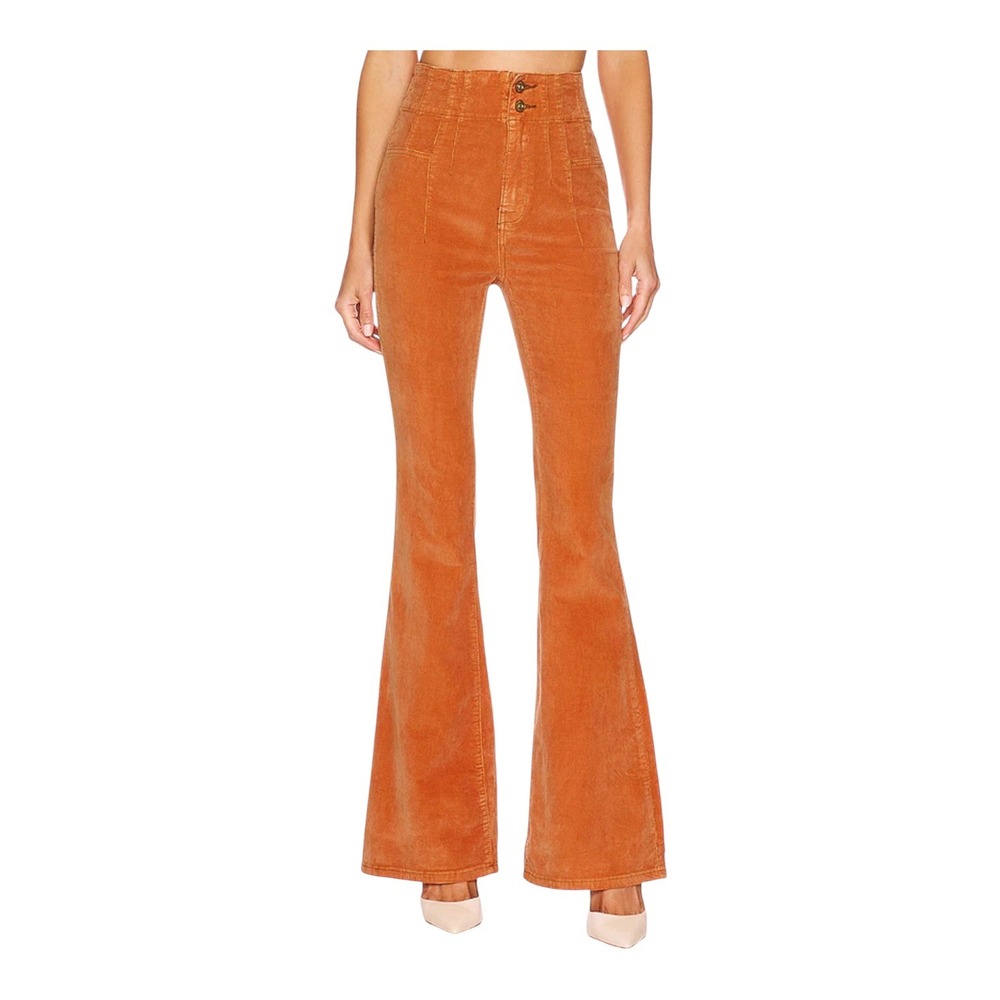 Free People We The Free Jayde High Rise Flare Corduroy Pants Rust Orange Size 28